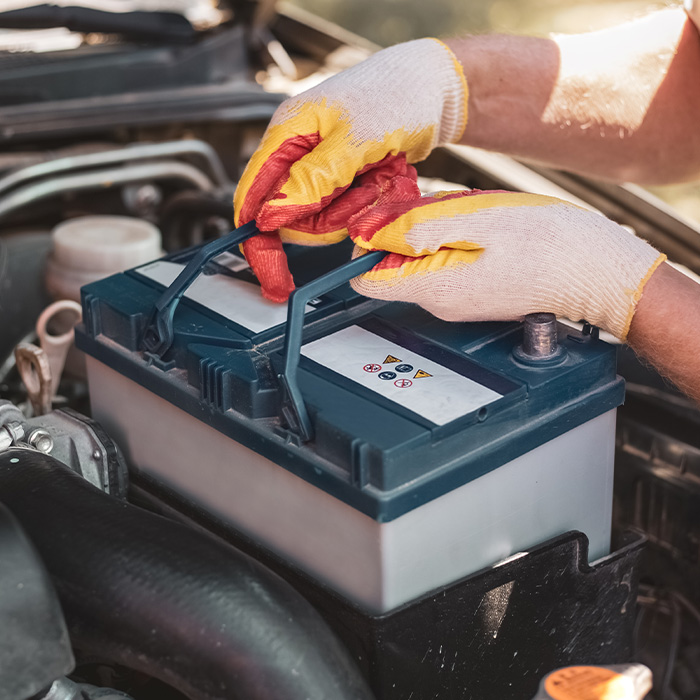 car battery being replaced